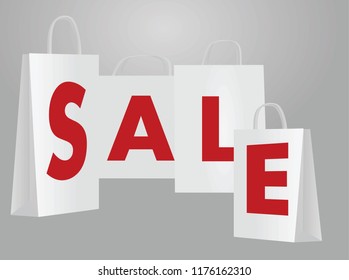 Text sale on paper bags. vector illustration