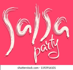 Text salsa. Vector hand drawn calligraphy letters dance