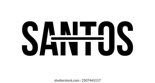 Text SANTOS simple, black concept, white background. 