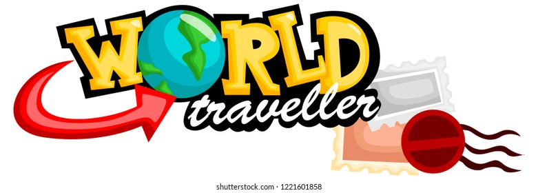 a text saying world traveller with some globe and earth