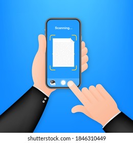 Text scan. Document scanner smartphone interface vector template.