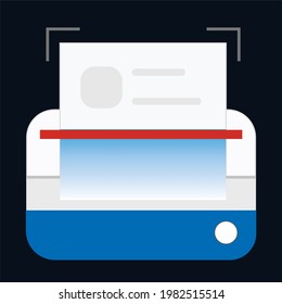 Text scanner logo icon vector. Text printer Machine Icon Sign Symbol Logo. Making copies of documents. Duplicating text files. Isolated vector printer symbol with dark blue background.