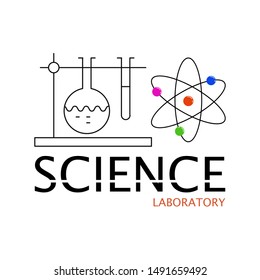 Text: Science Laboratory. Flat style. On white background. 