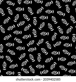 Patrón de texto sin fisuras con "FISH". Ilustración vectorial.