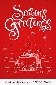 Text of Season's Greetings with decorative lineart for Christmas theme and background