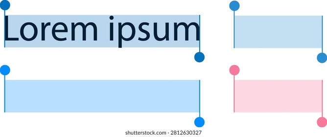 Text Selection Highlight Frames With Editing Handles in Blue and Pink Color Variations