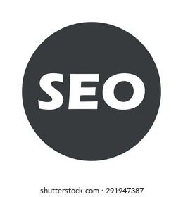 Text SEO in black circle, isolated on white