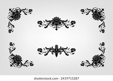 Text separator Baroque decoratice divider book typography ornament design elements vintage dividing shapes Border illustration