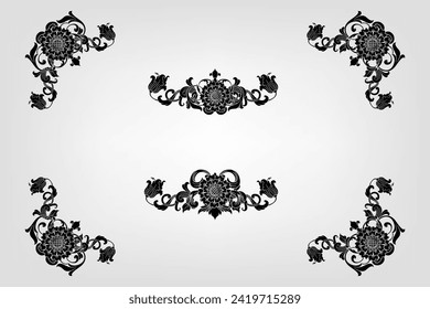 Text separator Baroque decoratice divider book typography ornament design elements vintage dividing shapes Border illustration
