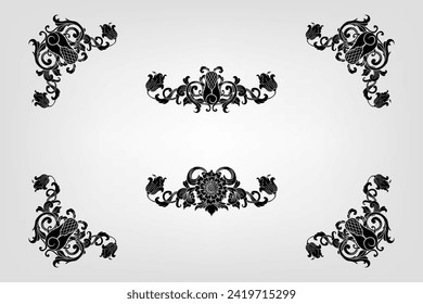 Text separator Baroque decoratice divider book typography ornament design elements vintage dividing shapes Border illustration
