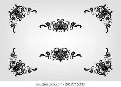 Text separator Baroque decoratice divider book typography ornament design elements vintage dividing shapes Border illustration
