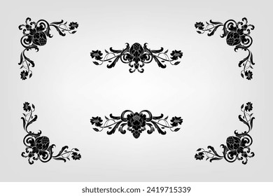 Text-Trennzeichen Baroque Dekorations-Divider Buch Typografie Ornament Design Elemente Vintage Teilungsformen Border Illustration