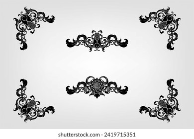 Text separator Baroque decoratice divider book typography ornament design elements vintage dividing shapes Border illustration