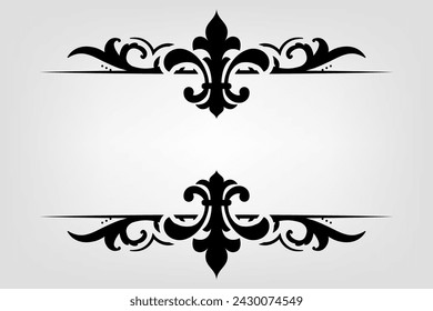 Text separator Baroque decoratice divider book typography ornament design elements vintage dividing shapes Border illustration