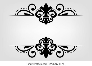 Text separator Baroque decoratice divider book typography ornament design elements vintage dividing shapes Border illustration
