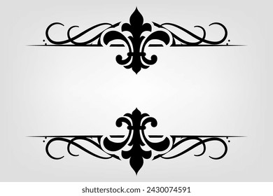 Text separator Baroque decoratice divider book typography ornament design elements vintage dividing shapes Border illustration