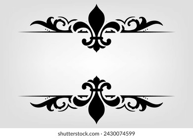 Text separator Baroque decoratice divider book typography ornament design elements vintage dividing shapes Border illustration