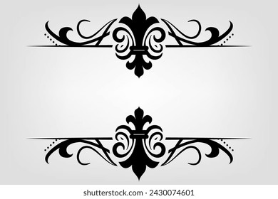 Text separator Baroque decoratice divider book typography ornament design elements vintage dividing shapes Border illustration