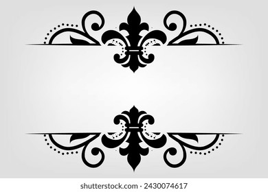 Text separator Baroque decoratice divider book typography ornament design elements vintage dividing shapes Border illustration