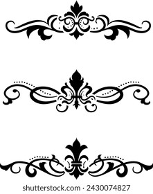 Text separator Baroque decoratice divider book typography ornament design elements vintage dividing shapes Border illustration