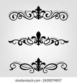 Text separator Baroque decoratice divider book typography ornament design elements vintage dividing shapes Border illustration