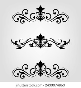 Text separator Baroque decoratice divider book typography ornament design elements vintage dividing shapes Border illustration