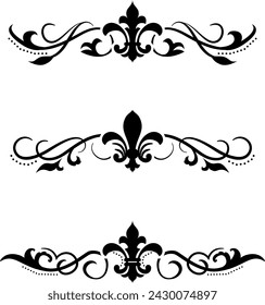 Text separator Baroque decoratice divider book typography ornament design elements vintage dividing shapes Border illustration