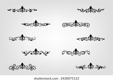 Text separator Baroque decoratice divider book typography ornament design elements vintage dividing shapes Border illustration