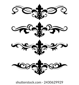 Text separator Baroque decoratice divider book typography ornament design elements vintage dividing shapes Border illustration