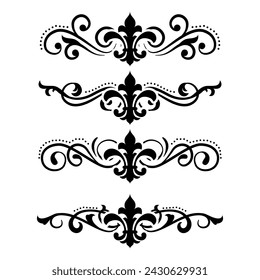 Separador de texto Barroco decorativo divisor libro tipografía ornamento elementos de diseño vintage formas de división Ilustración de borde