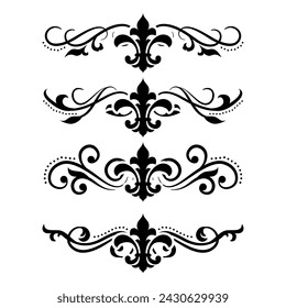 Separador de texto Barroco decorativo divisor libro tipografía ornamento elementos de diseño vintage formas de división Ilustración de borde