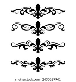 Text separator Baroque decoratice divider book typography ornament design elements vintage dividing shapes Border illustration