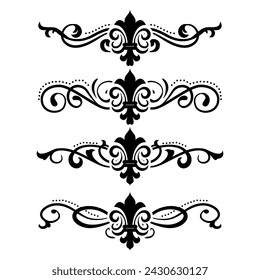 Texttrenner Barocke dekorative Trenner Buch Typografie Ornament Design Elemente Vintage Trennformen Rand Illustration