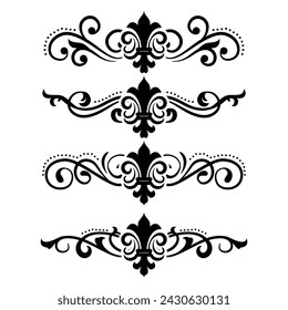 Text separator Baroque decoratice divider book typography ornament design elements vintage dividing shapes Border illustration