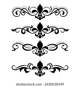 Separador de texto Barroco decorativo divisor libro tipografía ornamento elementos de diseño vintage formas de división Ilustración de borde