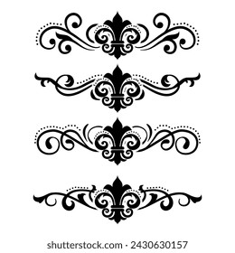 Text separator Baroque decoratice divider book typography ornament design elements vintage dividing shapes Border illustration