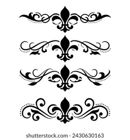 Separador de texto Barroco decorativo divisor libro tipografía ornamento elementos de diseño vintage formas de división Ilustración de borde