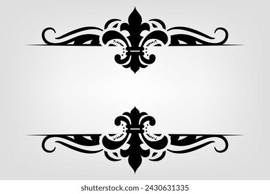 Text separator Baroque decoratice divider book typography ornament design elements vintage dividing shapes Border illustration