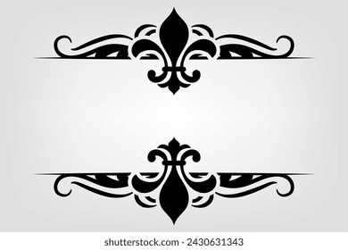Text separator Baroque decoratice divider book typography ornament design elements vintage dividing shapes Border illustration