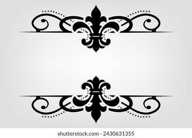 Separador de texto Barroco decorativo divisor libro tipografía ornamento elementos de diseño vintage formas de división Ilustración de borde