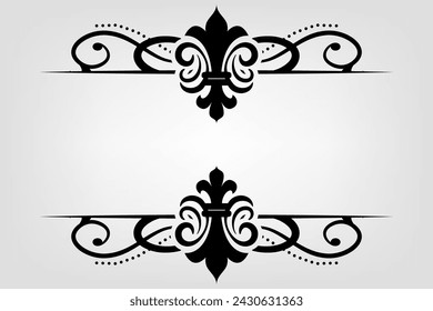 Text separator Baroque decoratice divider book typography ornament design elements vintage dividing shapes Border illustration