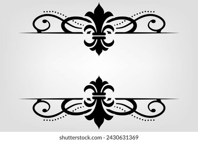 Text separator Baroque decoratice divider book typography ornament design elements vintage dividing shapes Border illustration
