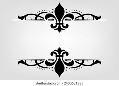 Text separator Baroque decoratice divider book typography ornament design elements vintage dividing shapes Border illustration