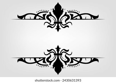 Separador de texto Barroco decorativo divisor libro tipografía ornamento elementos de diseño vintage formas de división Ilustración de borde