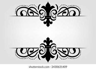 Text separator Baroque decoratice divider book typography ornament design elements vintage dividing shapes Border illustration