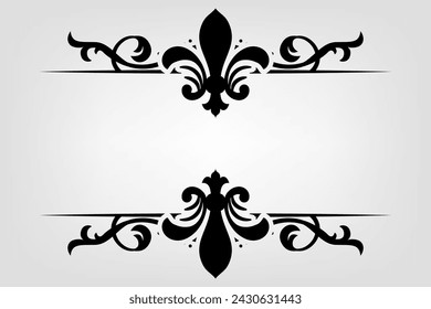 Separador de texto Barroco decorativo divisor libro tipografía ornamento elementos de diseño vintage formas de división Ilustración de borde