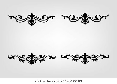 Text separator Baroque decoratice divider book typography ornament design elements vintage dividing shapes Border illustration