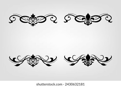 Text separator Baroque decoratice divider book typography ornament design elements vintage dividing shapes Border illustration