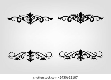 Text separator Baroque decoratice divider book typography ornament design elements vintage dividing shapes Border illustration