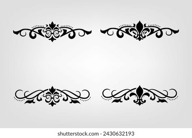 Text separator Baroque decoratice divider book typography ornament design elements vintage dividing shapes Border illustration